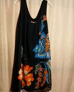 Desigual Black Dress with Vibrant Floral‎ Design Size 42